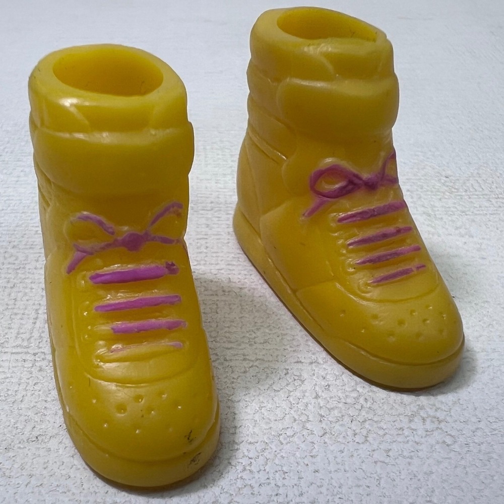 Vintage 1987 Barbie California Dream Yellow High Top Sneakers Doll Shoes Mattel